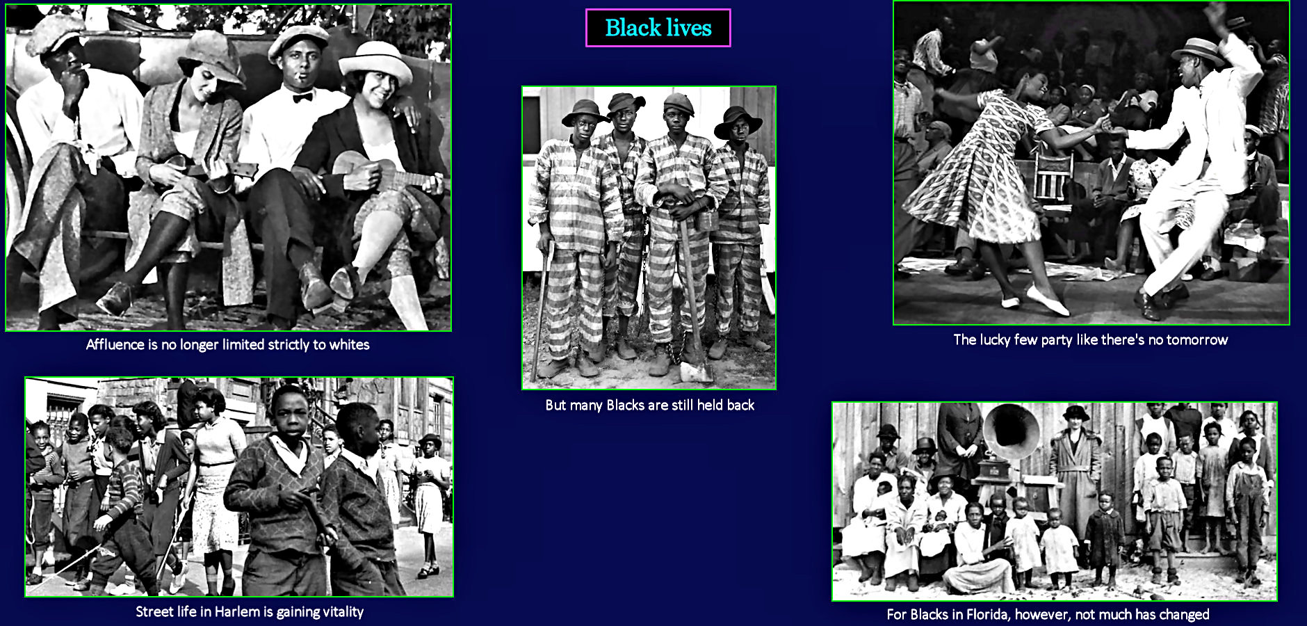 Black affluence and prison, 1920s 